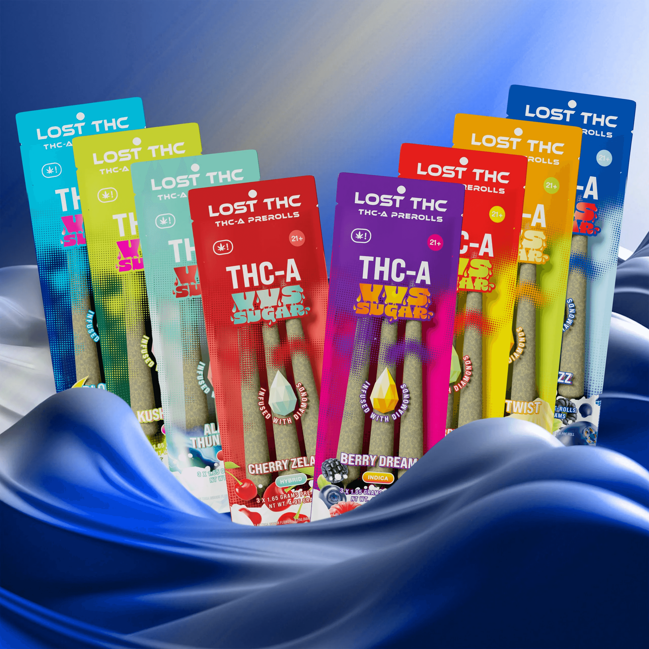 Acquista Lost THC THCa VVS Sugar Diamond Infused Pre-Rolls (confezione da 3)